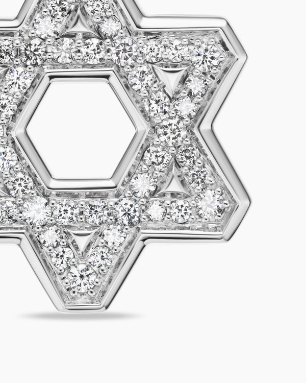 Star of David Pendant in Sterling Silver with Diamonds, 25mm