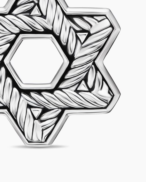 Mens Star of David Pendant in Sterling Silver with Diamonds, 25mm