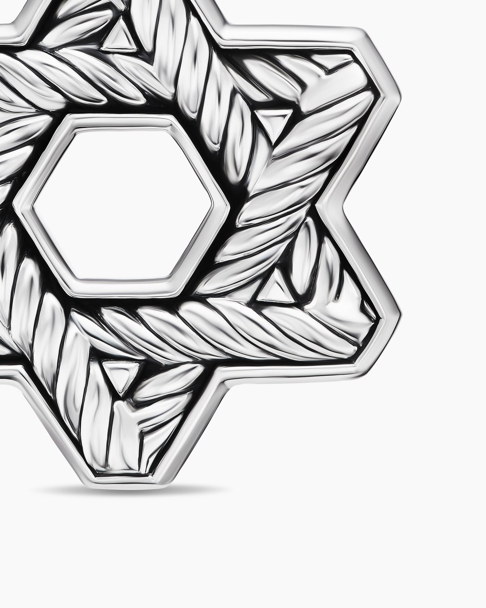 Mens Star of David Pendant in Sterling Silver with Diamonds, 25mm