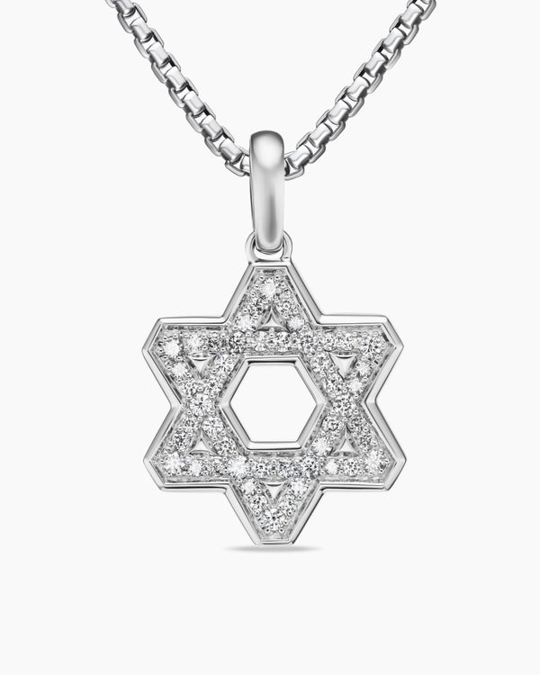 Star of David Pendant in Sterling Silver with Diamonds, 25mm