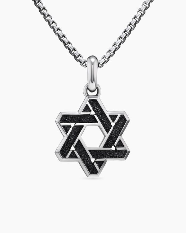 Cable Star of David Amulet in Sterling Silver with 18K Yellow Gold, 19mm