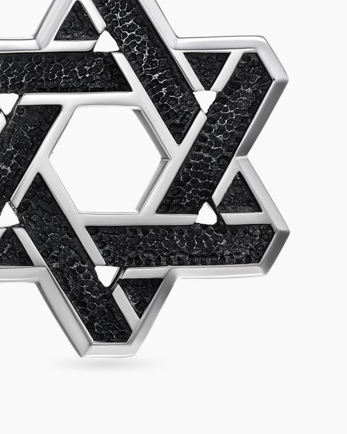 Mens Cable Star of David Amulet in Sterling Silver with 18K Yellow Gold, 19mm