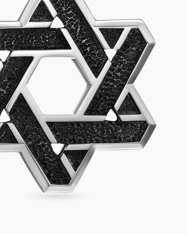Cable Star of David Amulet in Sterling Silver with 18K Yellow Gold, 19mm