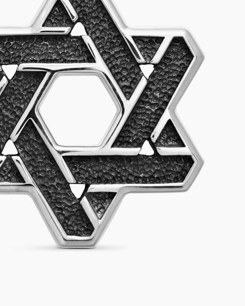 Mens Cable Star of David Amulet in Sterling Silver, 19mm
