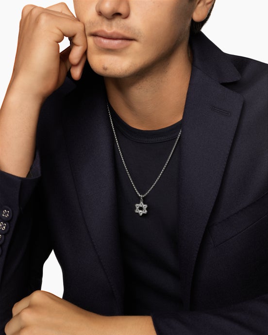 Cable Star of David Amulet in Sterling Silver, 19mm