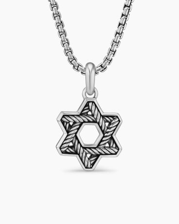 Cable Star of David Amulet in Sterling Silver, 19mm