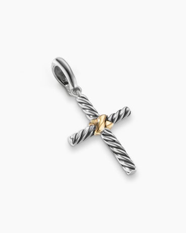 Petite X Cross Pendant in Sterling Silver with 18K Yellow Gold, 23mm