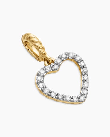 Heart Amulet in 18K Yellow Gold with Diamonds, 18.5mm