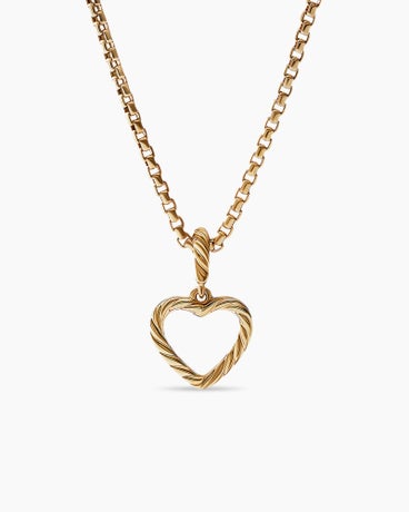 Heart Amulet in 18K Yellow Gold with Diamonds, 18.5mm