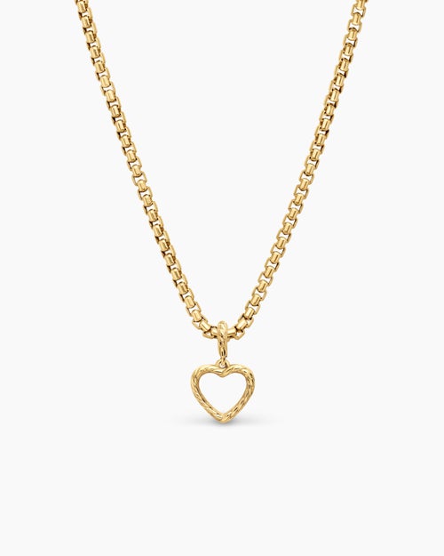 Womens Heart Amulet in 18K Yellow Gold with Diamonds, 11mm
