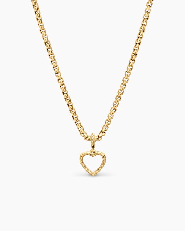 Heart Amulet in 18K Yellow Gold with Diamonds, 11mm