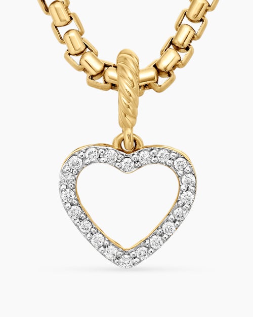 Womens Heart Amulet in 18K Yellow Gold with Diamonds, 11mm
