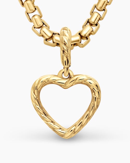 Womens Heart Amulet in 18ct Yellow Gold with Diamonds, 11mm