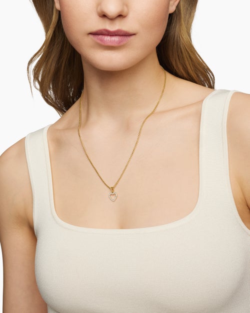 Womens Heart Amulet in 18ct Yellow Gold with Diamonds, 11mm