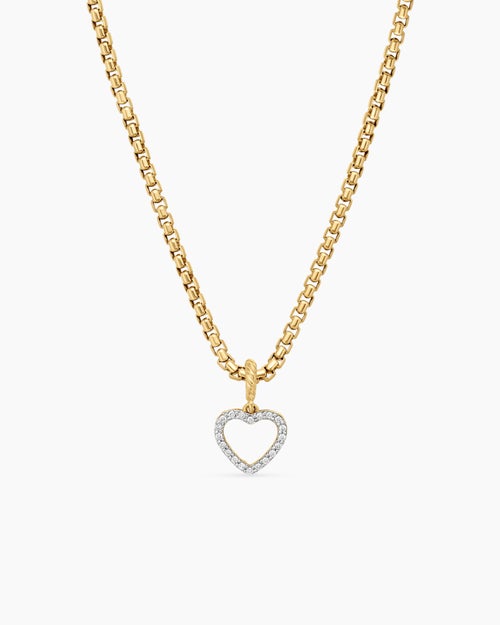 Womens Heart Amulet in 18K Yellow Gold with Diamonds, 11mm