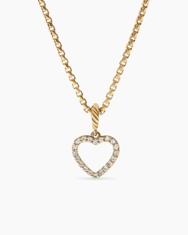 Heart Amulet in 18K Yellow Gold with Diamonds, 18.5mm