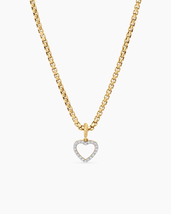 Heart Amulet in 18K Yellow Gold with Diamonds, 11mm