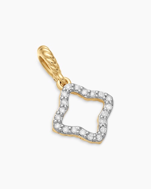 Womens Quatrefoil Amulet in 18K Yellow Gold with Diamonds, 11mm