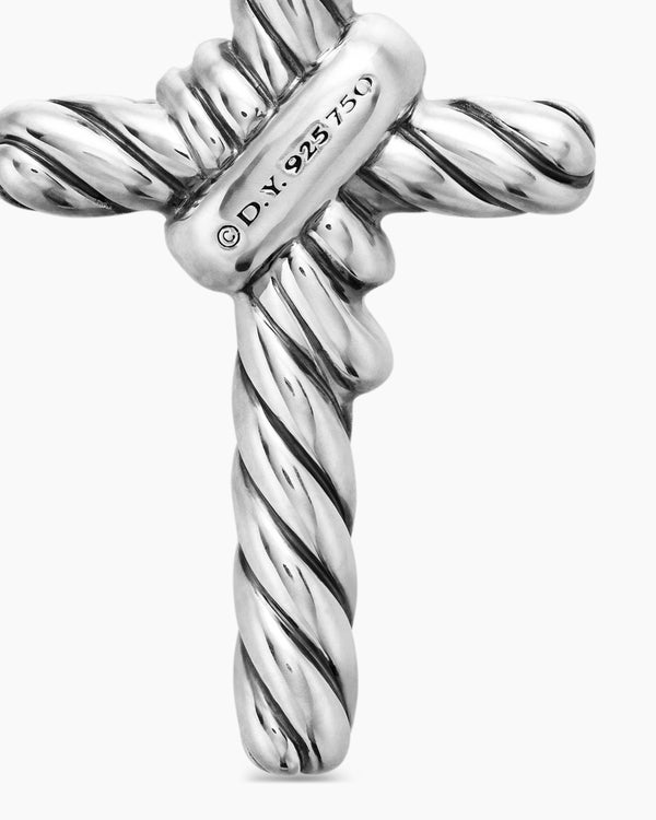 X Cross Pendant in Sterling Silver with 18K Yellow Gold and Diamonds, 25.3mm