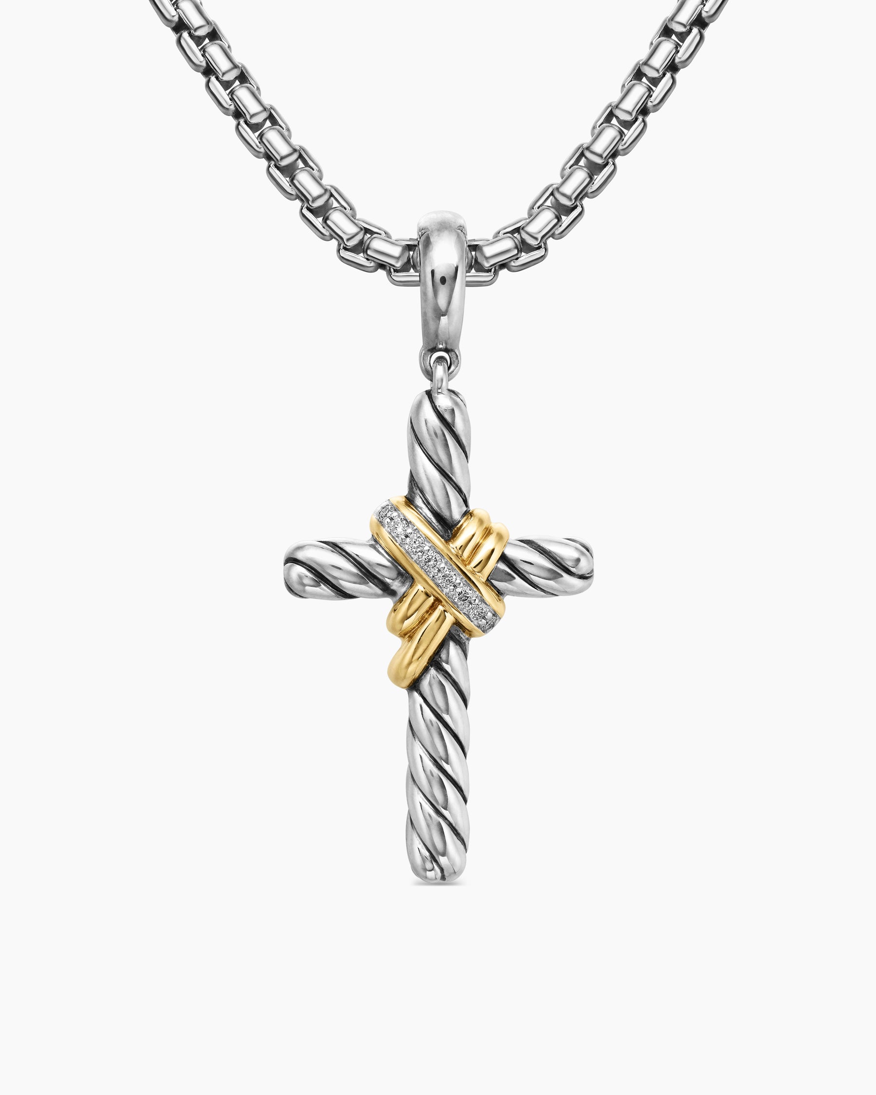 Sterling Silver Cross Cross Necklace Nordstrom David Yurman Cross Pendant  In Silver Gold With Diamonds