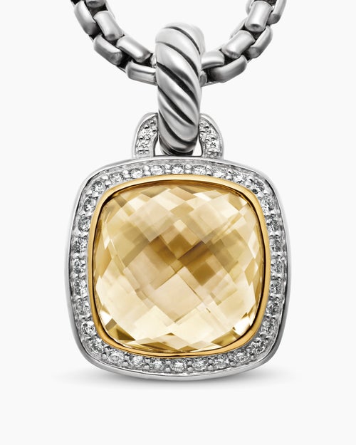 Womens Albion Pendant in Sterling Silver with 18K Yellow Gold and Diamonds, 11mm