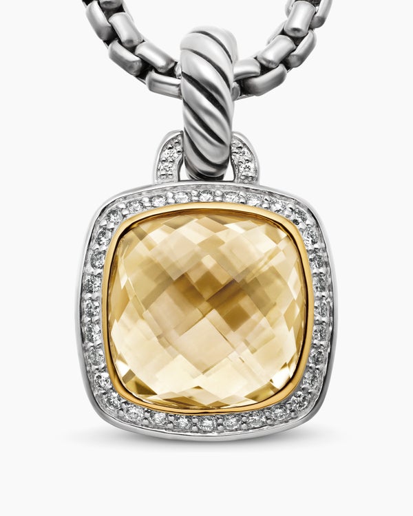 Albion Pendant in Sterling Silver with 18K Yellow Gold and Diamonds, 11mm