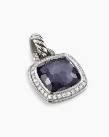 Albion® Pendant in Sterling Silver with Black Orchid and Diamonds, 11mm