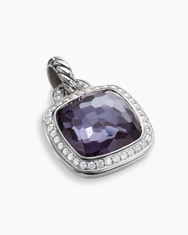 Albion® Pendant in Sterling Silver with Black Orchid and Diamonds, 14mm
