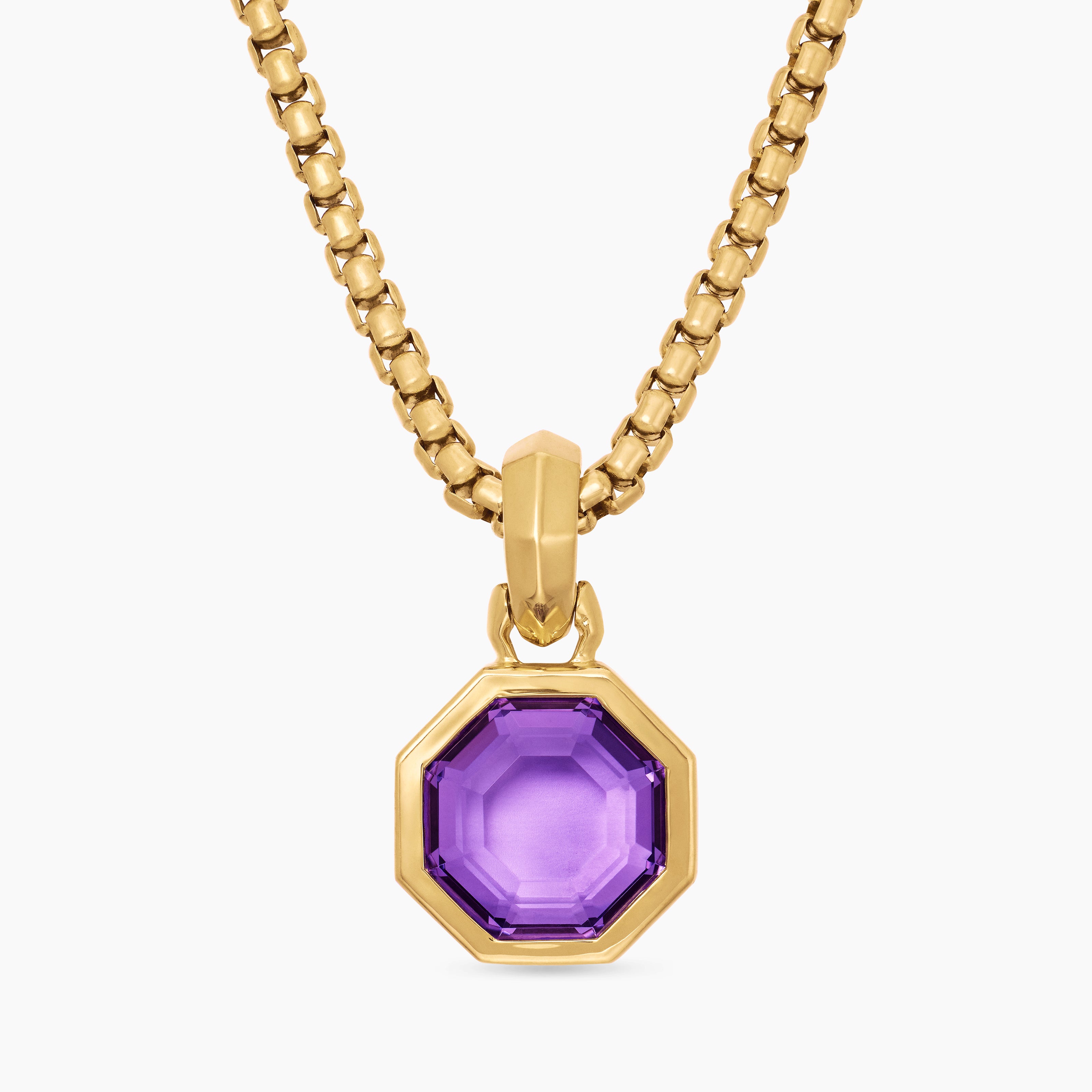 Amulette taille octogonale en or jaune 18 carats avec am&eacute;thyste, 13 mm femme 