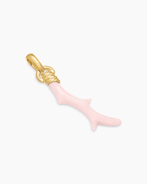 Womens Coral Amulet with Pink Opal and 18K Yellow Gold, 31mm