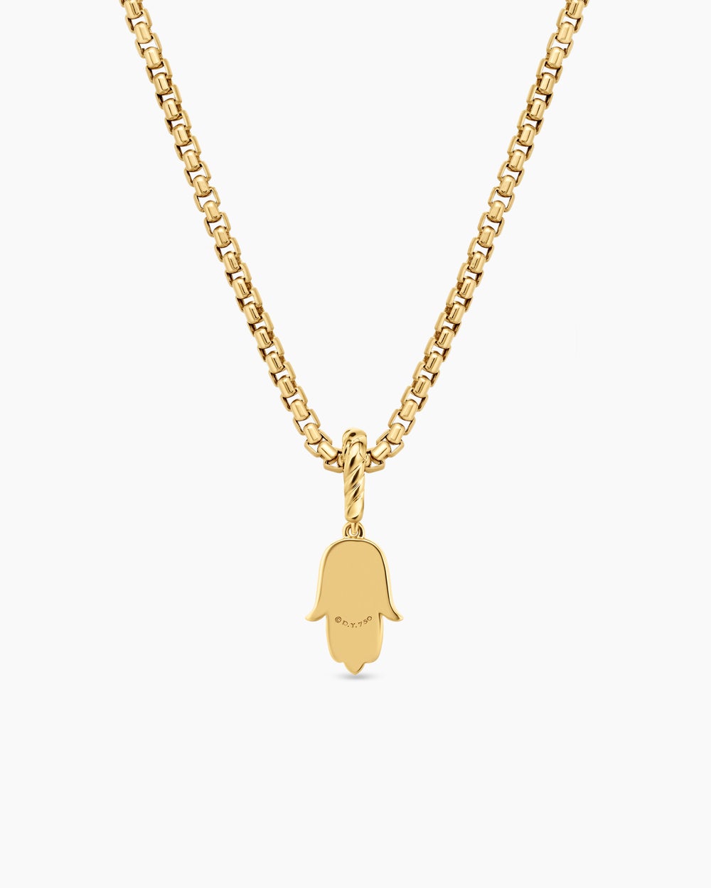 Womens Hamsa Amulet in 18K Yellow Gold with Center Diamond, 15.8mm