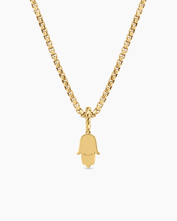 Hamsa Amulet in 18K Yellow Gold with Center Diamond, 15.8mm