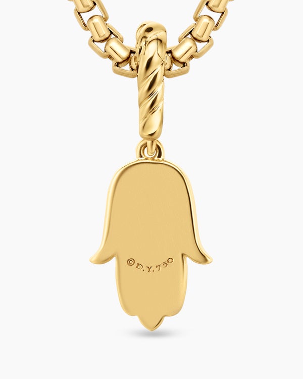 Hamsa Amulet in 18K Yellow Gold with Center Diamond, 15.8mm