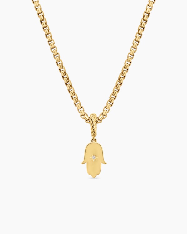 david van hagen Hamsa Amulet 18K Yellow Gold with Center Diamond 15.8mm