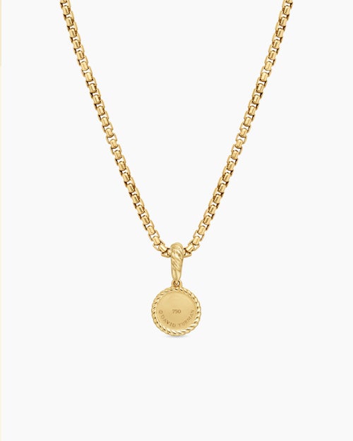 Womens Evil Eye Amulet in 18ct Yellow Gold with Pavé Emeralds and Diamonds, 11mm