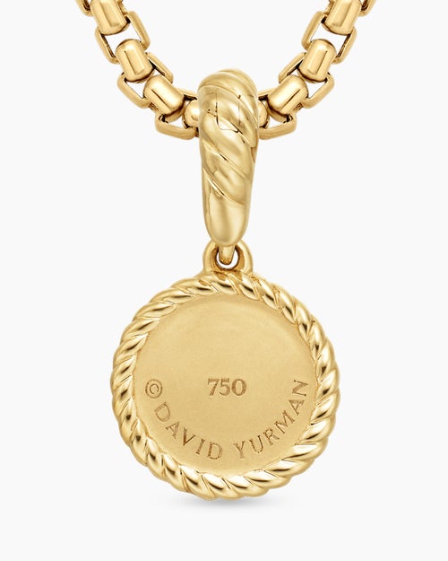 Womens Evil Eye Amulet in 18ct Yellow Gold with Pavé Emeralds and Diamonds, 11mm