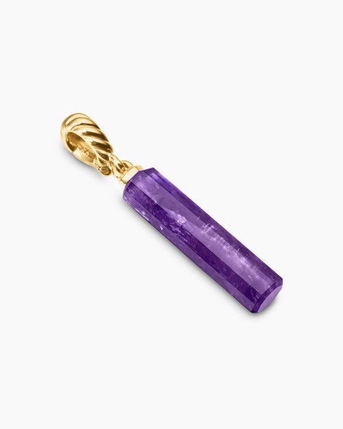 Womens Barrel Amulet with Amethyst and 18K Yellow Gold, 20mm