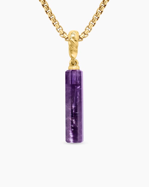 Womens Barrel Amulet with Amethyst and 18K Yellow Gold, 20mm