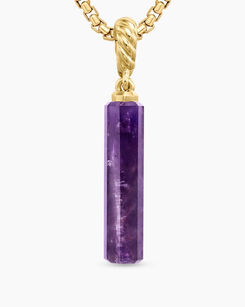 Womens Barrel Amulet with Amethyst and 18K Yellow Gold, 20mm
