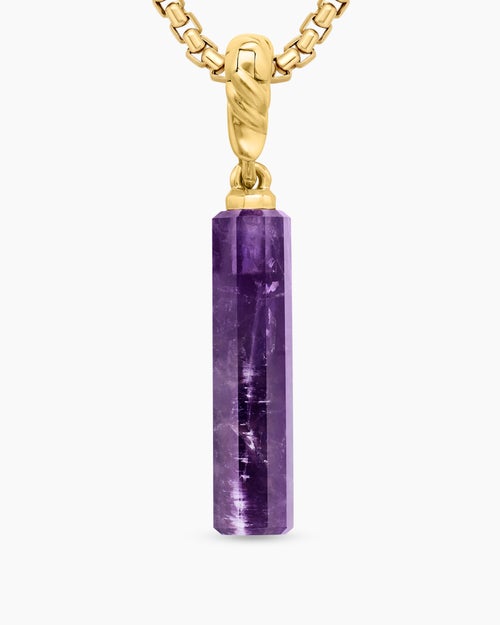 Womens Barrel Amulet with Amethyst and 18K Yellow Gold, 20mm