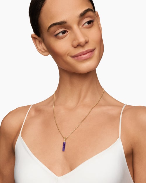 Womens Barrel Amulet with Amethyst and 18K Yellow Gold, 20mm