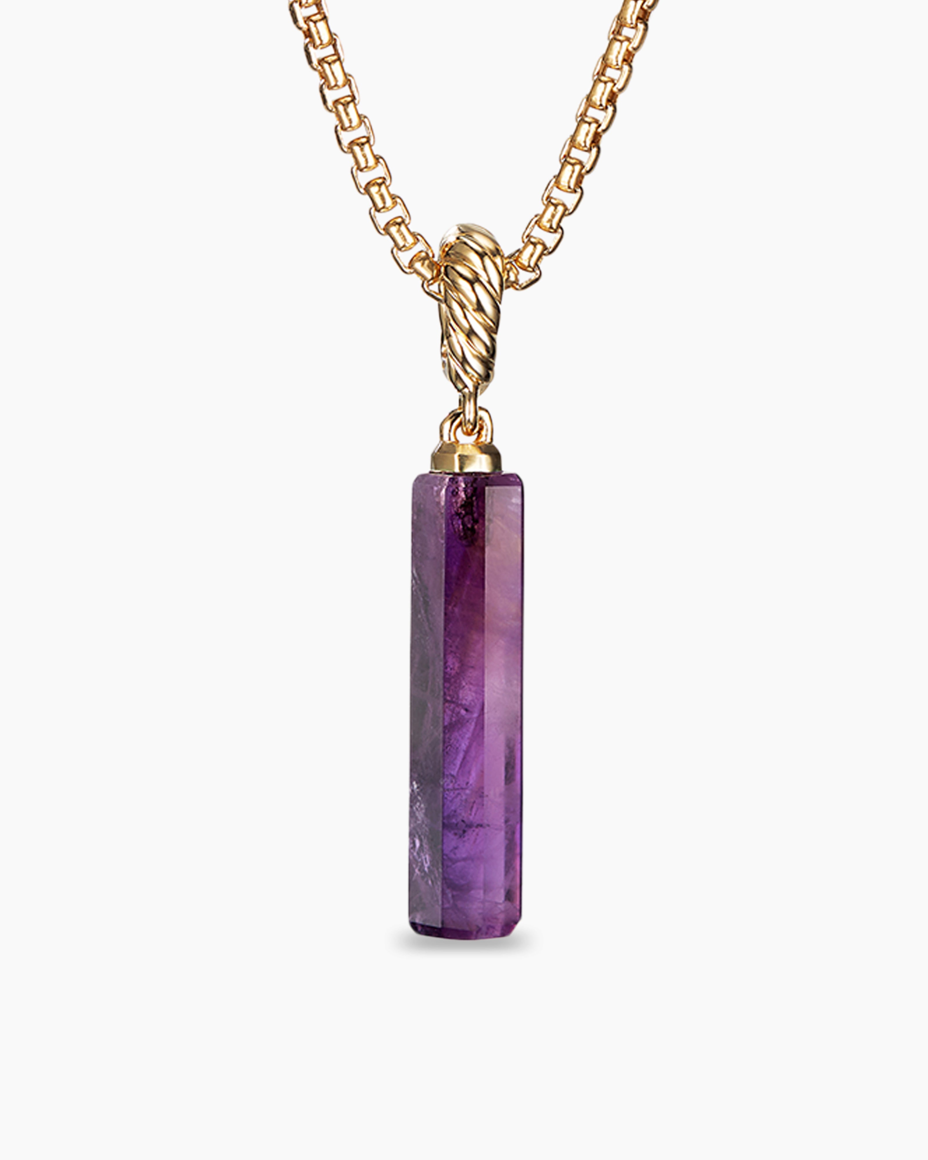 Genuine Amethyst and Diamond Necklace, 14k Solid Gold Gemstone Necklac