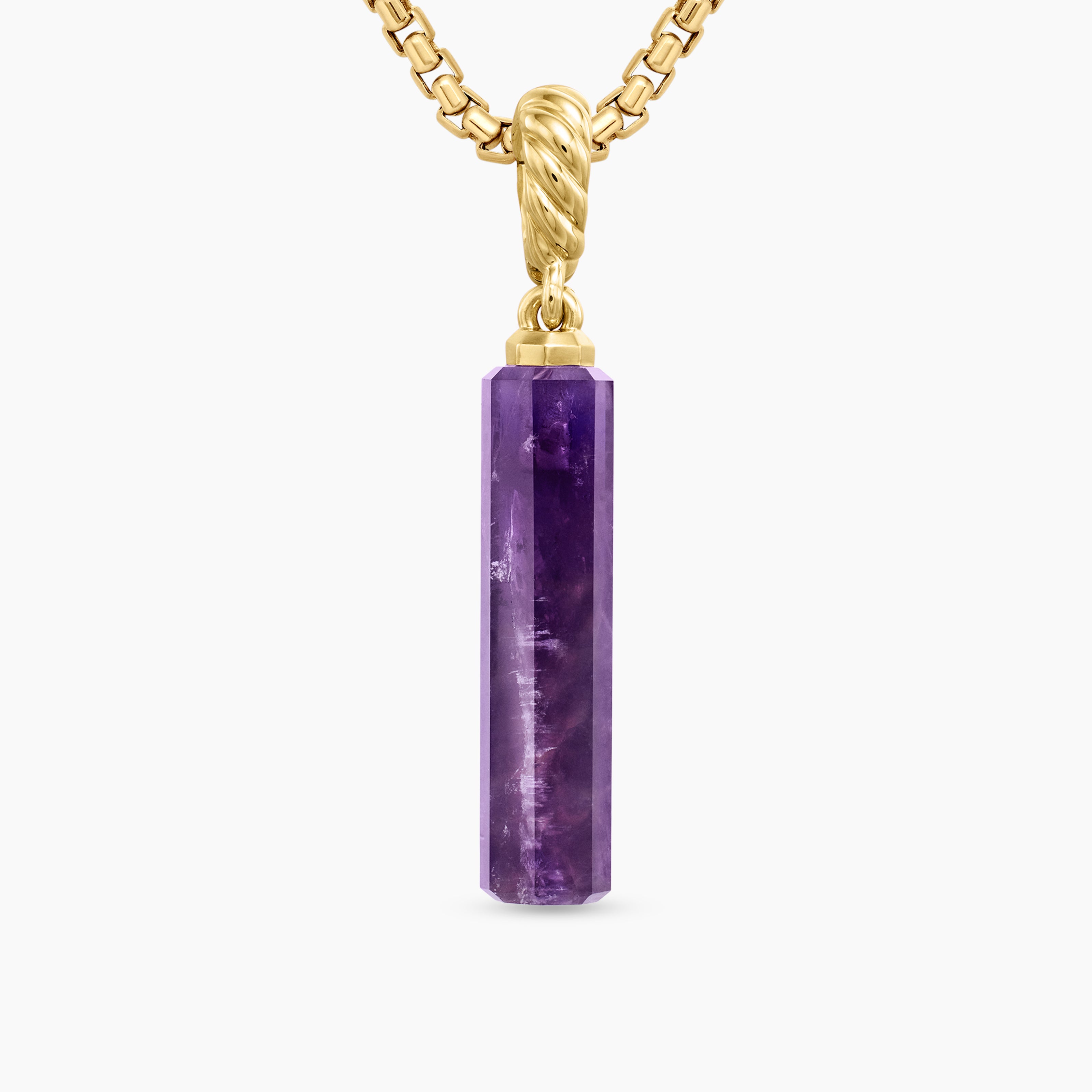 Amulette cylindrique avec am&eacute;thyste et or jaune 18 carats, 20 mm femmes 