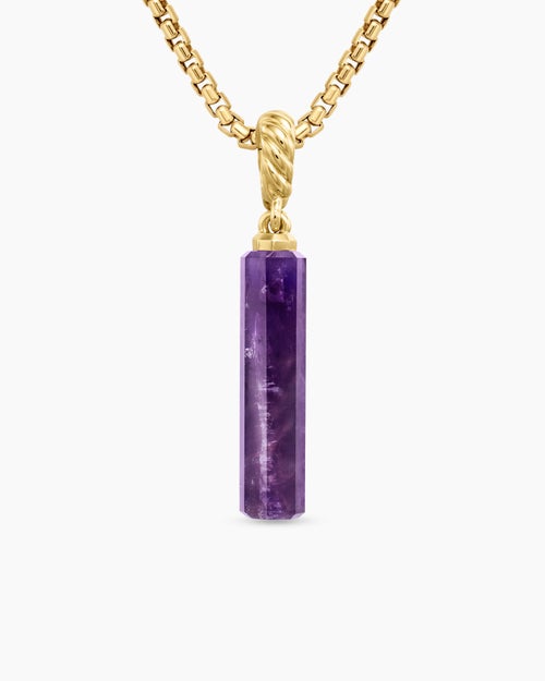 Womens Barrel Amulet with Amethyst and 18K Yellow Gold, 20mm