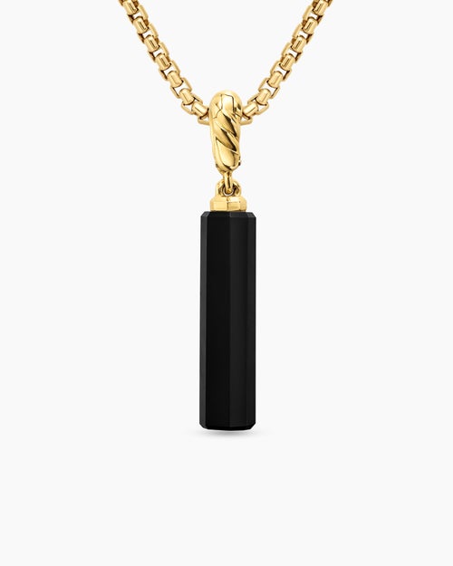 Womens Barrel Amulet with Black Onyx and 18ct Yellow Gold, 20mm
