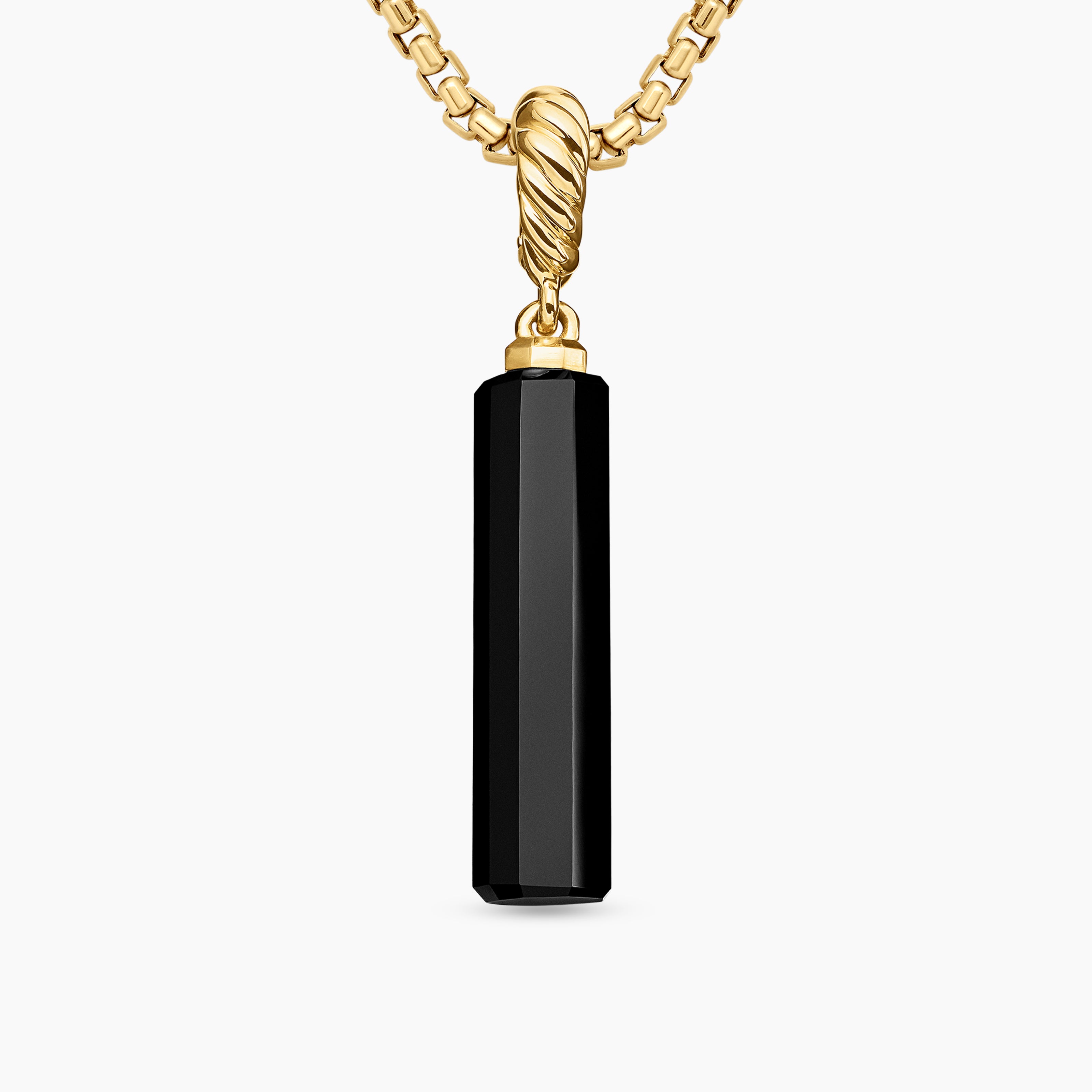 Amulette cylindrique avec onyx noir et or jaune 18 carats, 20 mm femme 