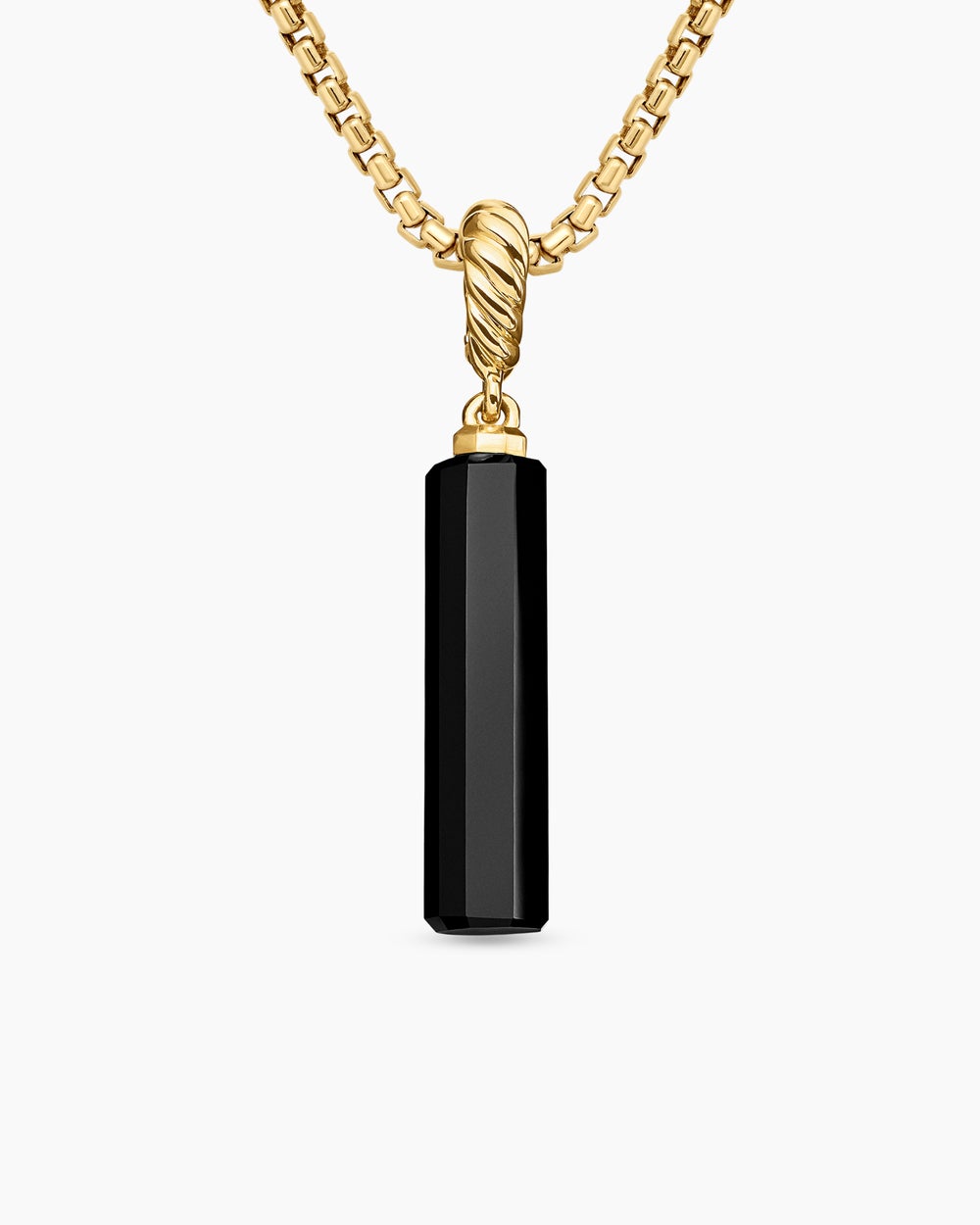 Womens Barrel Amulet with Black Onyx and 18K Yellow Gold, 20mm
