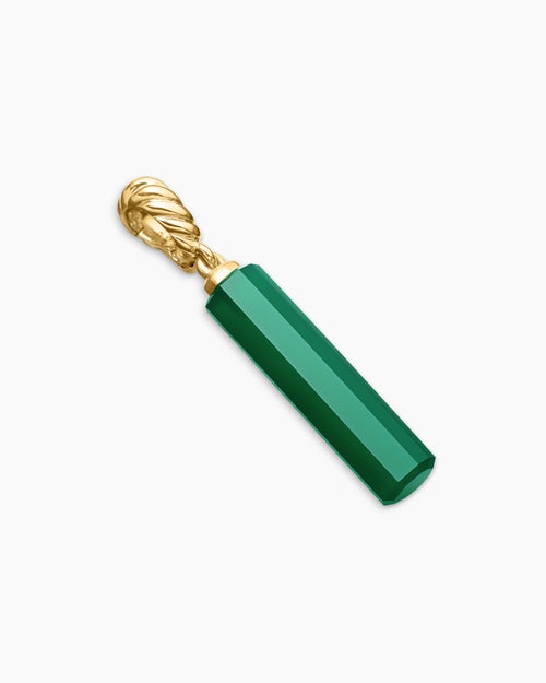 Womens Barrel Amulet with Green Onyx and 18K Yellow Gold, 20mm