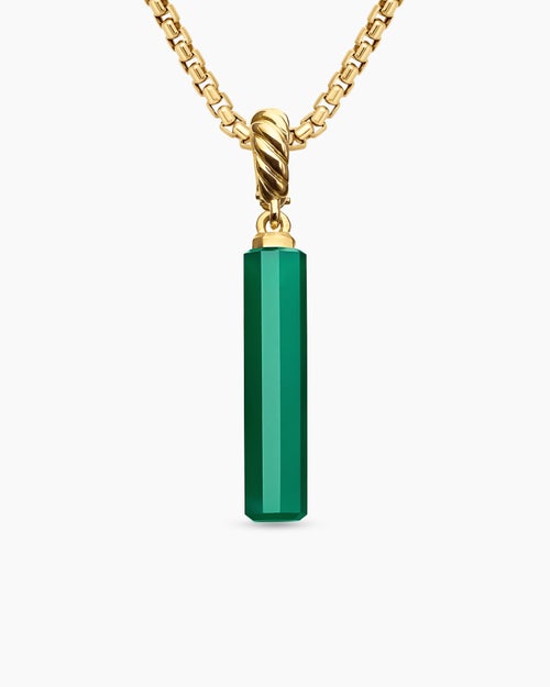 Womens Barrel Amulet with Green Onyx and 18K Yellow Gold, 20mm