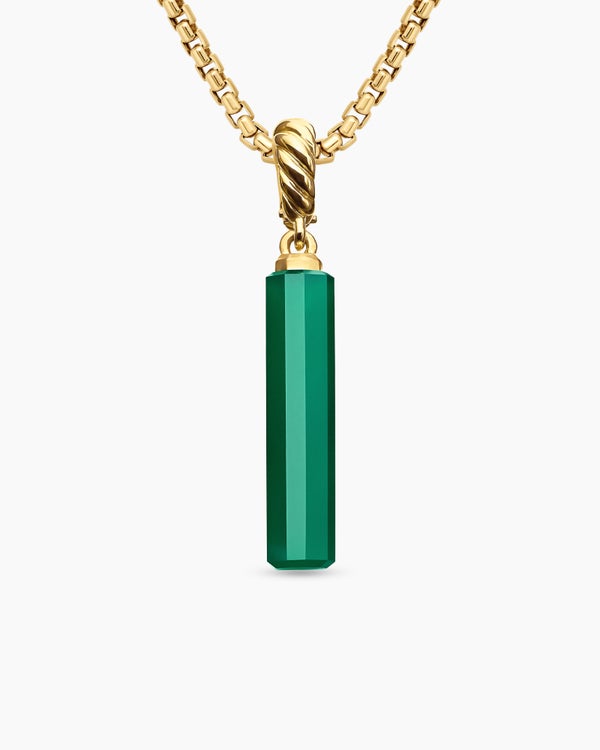Barrel Amulet with Green Onyx and 18K Yellow Gold, 20mm